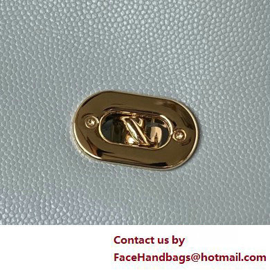 Chanel Grained Calfskin  &  Gold-Tone Metal Flap Bag with Top Handle AS4712 Light Blue 2025